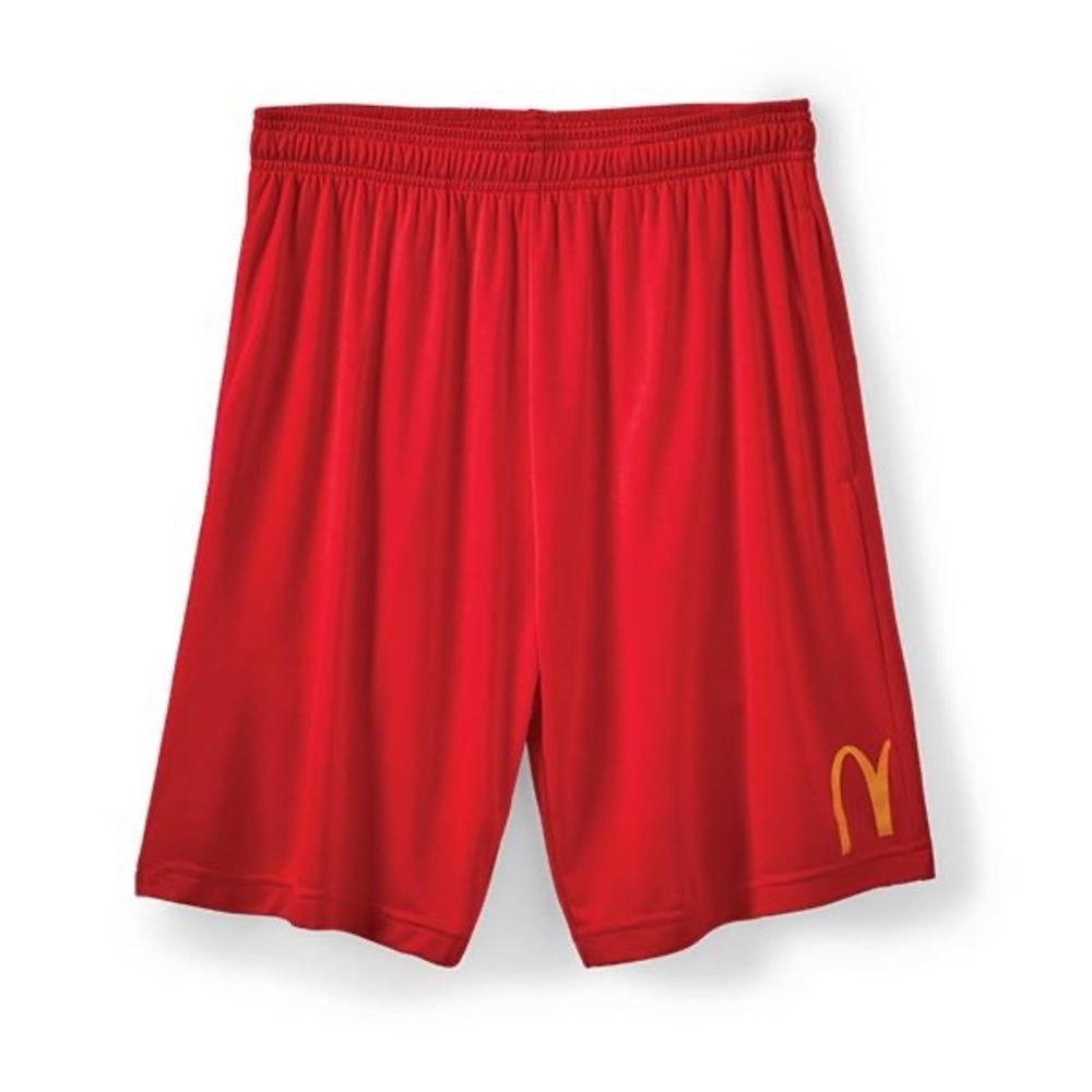 McDonald’s Red Men's Athletic Shorts XL or Small Golden Arches Pockets  RARE NEW